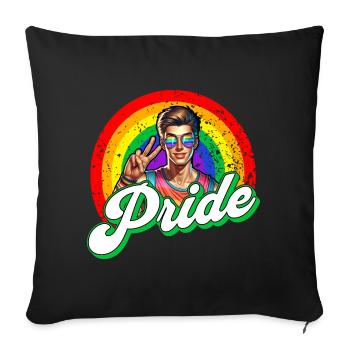 Pride Gay CSD Love LGBTQ Farben des Regenbogens - Sofakissenbezug 45 x 45 cm - Schwarz - Vorne
