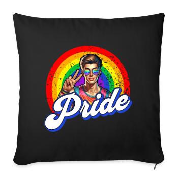 Pride Gay CSD Love LGBTQ Farben des Regenbogens - Sofakissenbezug 45 x 45 cm - Schwarz - Vorne