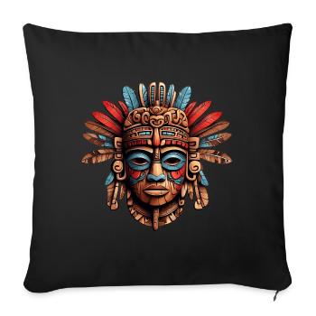 Ornate Carved Aztec, Mayan, Inca Mask - Sofa pillowcase 17,3'' x 17,3'' (45 x 45 cm) - black - Front