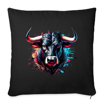 Stier - Sofakissenbezug 45 x 45 cm - Schwarz - Vorne