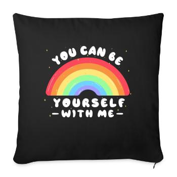 You Can Be Yourself With Me - LGBTQ Ally - Pride - Sofa pillowcase 17,3'' x 17,3'' (45 x 45 cm) - black - Front