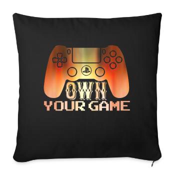 Jeu de joueur Jouer en ligne Jeux sur ordinateur Arcade Neon - Housse de coussin décorative 45 x 45 cm - noir - Devant