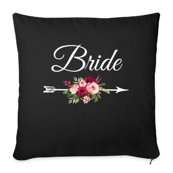 Bride bouquet de fleurs flèche - Housse de coussin décorative 45 x 45 cm - noir - Devant