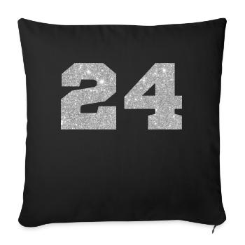 Number 24 Silver Glitter - 24th Anniversary - Sofa pillowcase 17,3'' x 17,3'' (45 x 45 cm) - black - Front