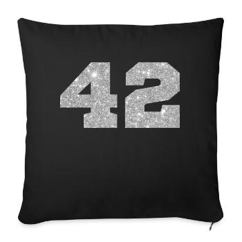 Number 42 Silver Glitter - 42nd Anniversary - Sofa pillowcase 17,3'' x 17,3'' (45 x 45 cm) - black - Front