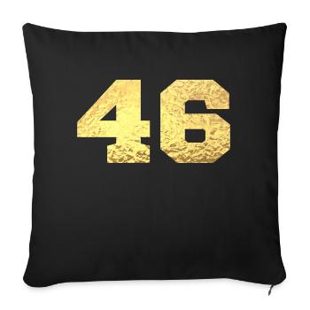 Numéro 46 paillettes doré - 46e anniversaire - Housse de coussin décorative 45 x 45 cm - noir - Devant