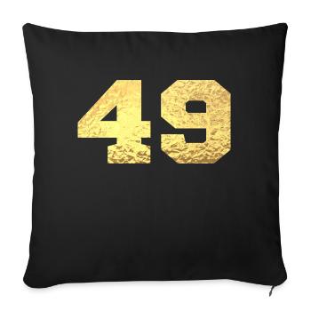Numéro 49 paillettes doré - 49e anniversaire - Housse de coussin décorative 45 x 45 cm - noir - Devant