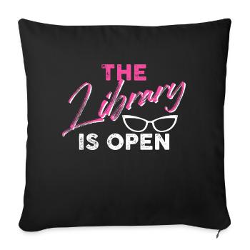 The library is open - Sofa pillowcase 17,3'' x 17,3'' (45 x 45 cm) - black - Front