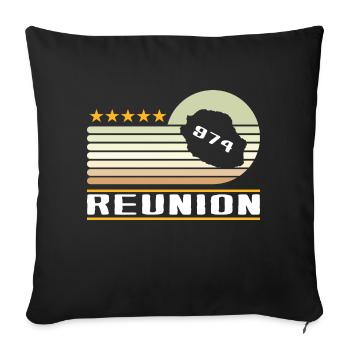 Geschenkidee Designkarte La Réunion 974 - Sofakissenbezug 45 x 45 cm - Schwarz - Vorne