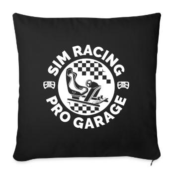 simracing emblem patch sim racer gaming icon - Sofa pillowcase 17,3'' x 17,3'' (45 x 45 cm) - black - Front