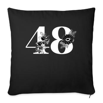 Number 48 Black Floral - 48th Floral Birthday - Sofa pillowcase 17,3'' x 17,3'' (45 x 45 cm) - black - Front