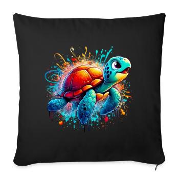 Turtle - Sofa pillowcase 17,3'' x 17,3'' (45 x 45 cm) - black - Front