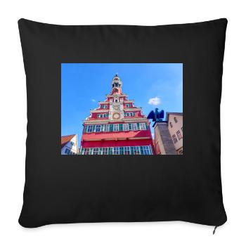 Old city hall (Altes Rathaus) Esslingen am Neckar - Sofa pillowcase 17,3'' x 17,3'' (45 x 45 cm) - black - Front