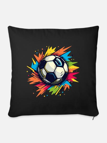 Fußball Graffiti - Sofakissenbezug 45 x 45 cm - Schwarz