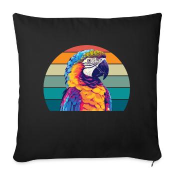 Parrot Retro - Sofa pillowcase 17,3'' x 17,3'' (45 x 45 cm) - black - Front