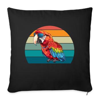 Papagei Retro Vogel Sommer - Sofakissenbezug 45 x 45 cm - Schwarz - Vorne