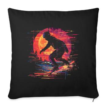 Skateur Pixel Art - Housse de coussin décorative 45 x 45 cm - noir - Devant