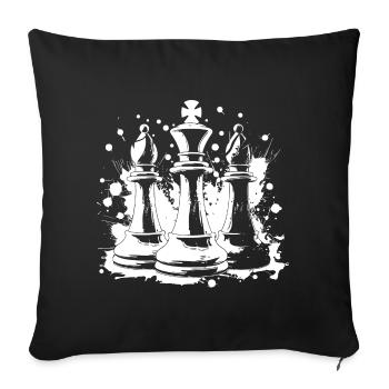 Fou et roi des échecs - Housse de coussin décorative 45 x 45 cm - noir - Devant