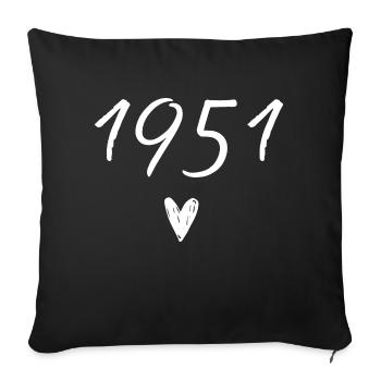 1951 coeur anniversaire - Housse de coussin décorative 45 x 45 cm - noir - Devant