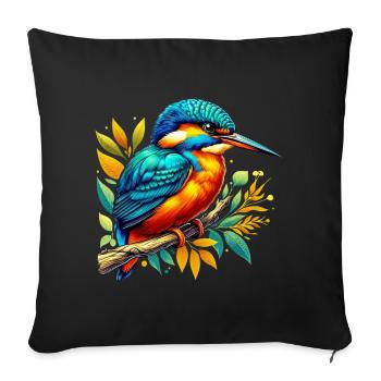 Martin-pêcheur - Housse de coussin décorative 45 x 45 cm - noir - Devant