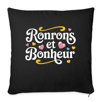 Ronrons et bonheur - Housse de coussin décorative 45 x 45 cm - noir - Devant