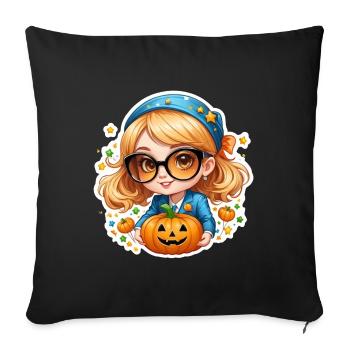 Pumpkin Girl for Halloween - Sofa pillowcase 17,3'' x 17,3'' (45 x 45 cm) - black - Front