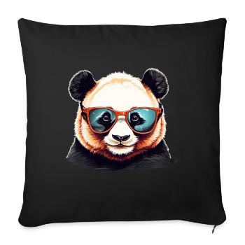 Casual panda head with sunglasses - Sofa pillowcase 17,3'' x 17,3'' (45 x 45 cm) - black - Front