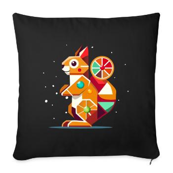 Écureuil géométrique Accroche-regard coloré - Housse de coussin décorative 45 x 45 cm - noir - Devant