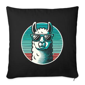 Llama Alpaca in Blue with Sunglasses Comic Art - Sofa pillowcase 17,3'' x 17,3'' (45 x 45 cm) - black - Front
