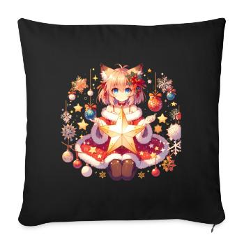 Tenue de Noël japonaise pour les fans de manga et d’anime - Housse de coussin décorative 45 x 45 cm - noir - Devant