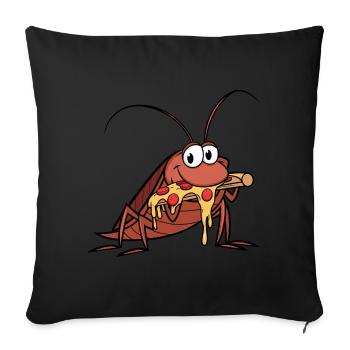 Cute cartoon cockroach with salami pizza - Sofa pillowcase 17,3'' x 17,3'' (45 x 45 cm) - black - Front