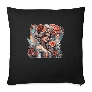 Dreamy and seductive woman in vintage style - Sofa pillowcase 17,3'' x 17,3'' (45 x 45 cm) - black - Front