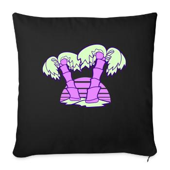 2 palmiers île arbre rayures soleil coucher de soleil - Housse de coussin décorative 45 x 45 cm - noir - Devant