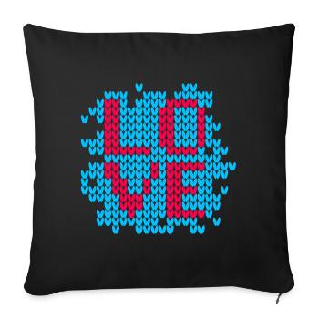 Knitting Pattern Love Love Winter Christmas Xmas - Sofa pillowcase 17,3'' x 17,3'' (45 x 45 cm) - black - Front