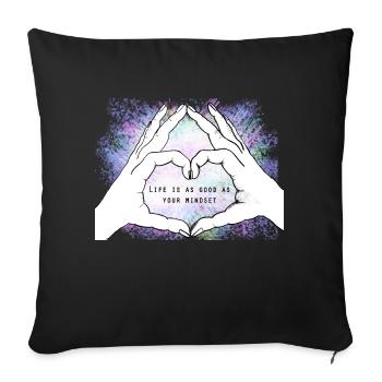Les mains forment un cœur. Mentalité. Amour. - Housse de coussin décorative 45 x 45 cm - noir - Devant