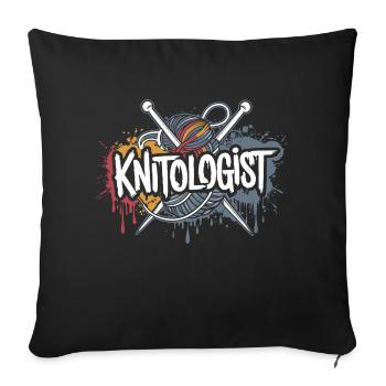 Passion pour le tricot - Housse de coussin décorative 45 x 45 cm - noir - Devant