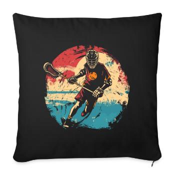 Joueur de crosse des années 80 - Housse de coussin décorative 45 x 45 cm - noir - Devant