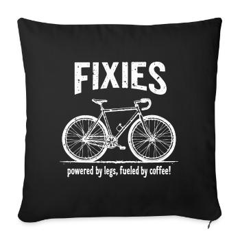 Fixies Fahrrad Tasche Tasse Fueled by Coffee - Sofakissenbezug 45 x 45 cm - Schwarz - Vorne