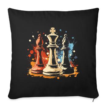 Graffiti de l’évêque et du roi des échecs - Housse de coussin décorative 45 x 45 cm - noir - Devant