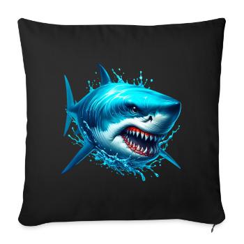 Requin - Housse de coussin décorative 45 x 45 cm - noir - Devant