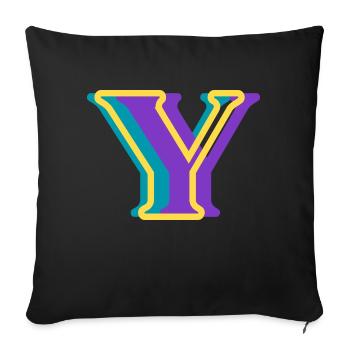 Multicolored letter y - Sofa pillowcase 17,3'' x 17,3'' (45 x 45 cm) - black - Front