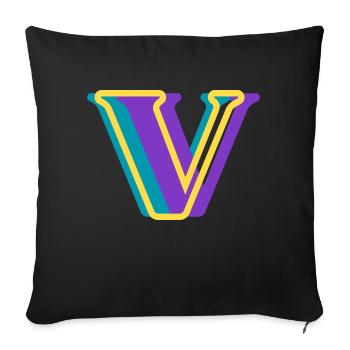 Lettre V multicolore - Housse de coussin décorative 45 x 45 cm - noir - Devant