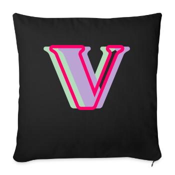 Lettre V multicolore - Housse de coussin décorative 45 x 45 cm - noir - Devant