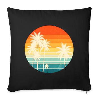Palmier Crépuscule Vintage - Housse de coussin décorative 45 x 45 cm - noir - Devant