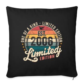 Cadeau d’anniversaire 2006 Millésime 2006 Rétro 2006 - Housse de coussin décorative 45 x 45 cm - noir - Devant