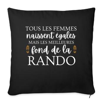 femme et randonnée / humour randonneuse - Housse de coussin décorative 45 x 45 cm - noir - Devant