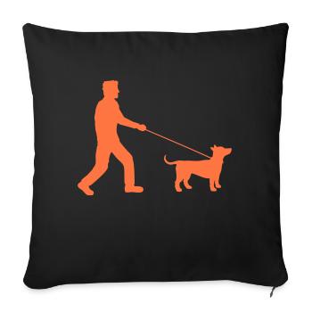 Dog Man Walking Walking Leash Master - Sofa pillowcase 17,3'' x 17,3'' (45 x 45 cm) - black - Front