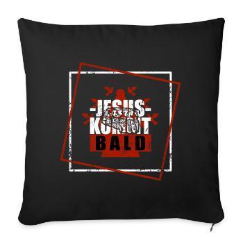 Jesus is coming soon - Sofa pillowcase 17,3'' x 17,3'' (45 x 45 cm) - black - Front