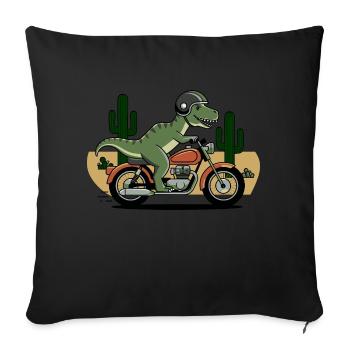 T-Rex on a Motorcycle - Sofa pillowcase 17,3'' x 17,3'' (45 x 45 cm) - black - Front