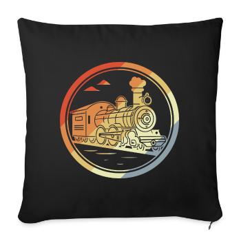 Locomotive Sketch Retro Style - Sofa pillowcase 17,3'' x 17,3'' (45 x 45 cm) - black - Front